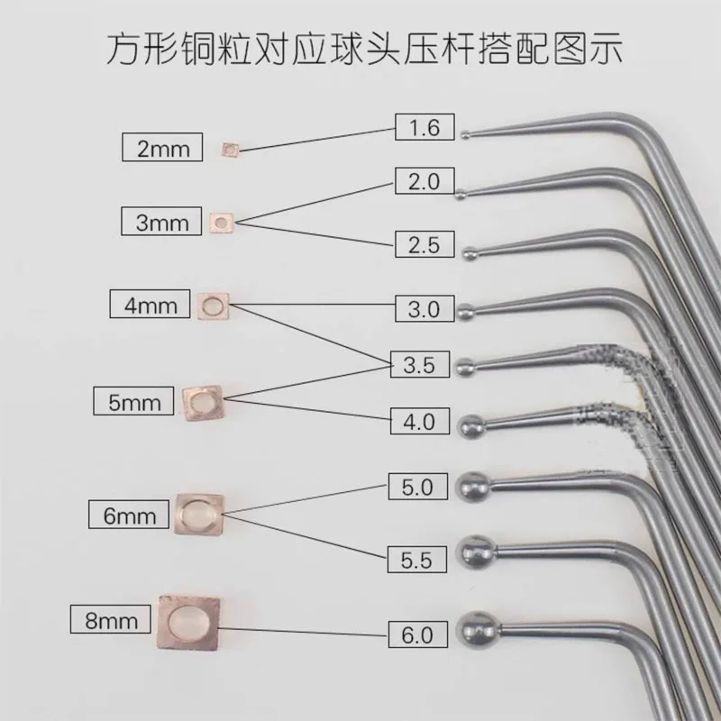 Red copper/yellow Brass particles with connect rod for mold mirror polishing welding printed edges corners cleaning treatment