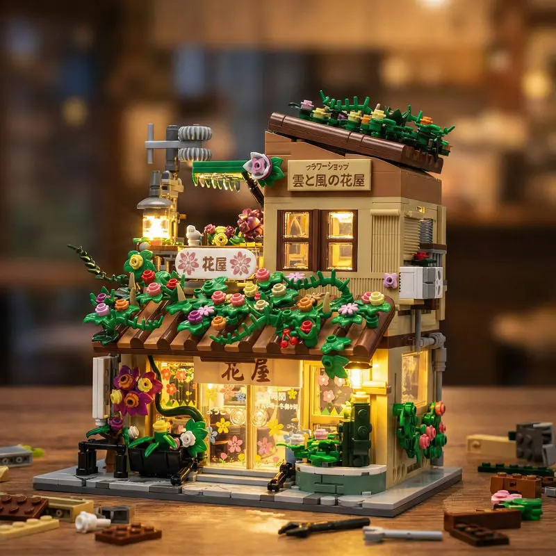 

1498pcs Japanese Cherry Blossom House Building Set, DIY Craft Model Kit Educational Toy Birthday Gift for Girls