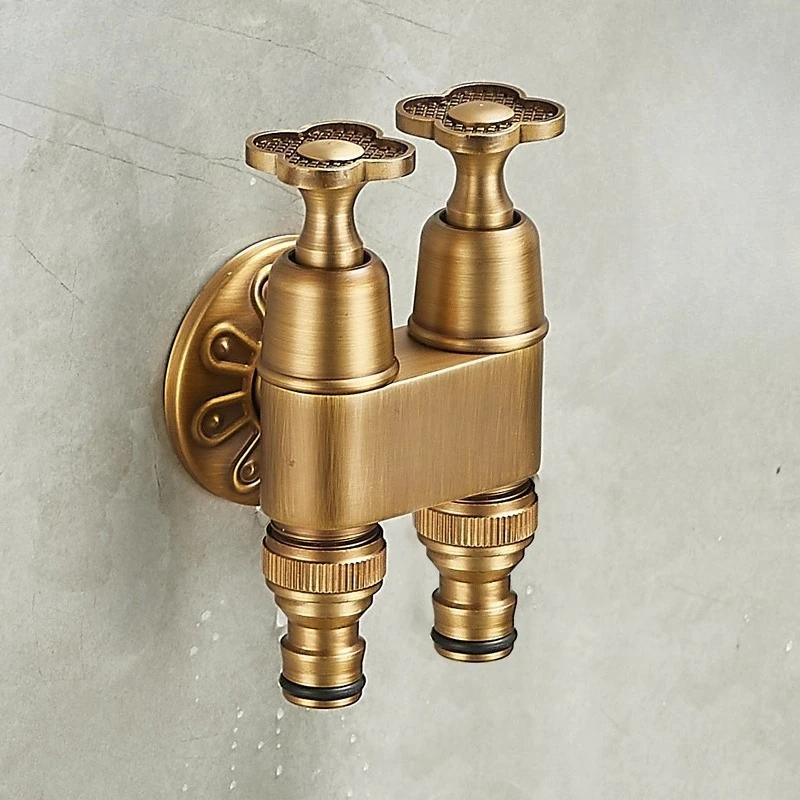 Antique outdoor faucet anti freezing crack courtyard single cooling all copper washbasin faucet marble basin garden outdoor sing