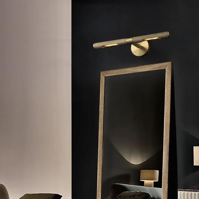 Modern Brass Wall Mirror Lamp, Banheiro Varanda Washstand, Luz Imagem Mural, Restaurante Recepção, cômoda e vestiário