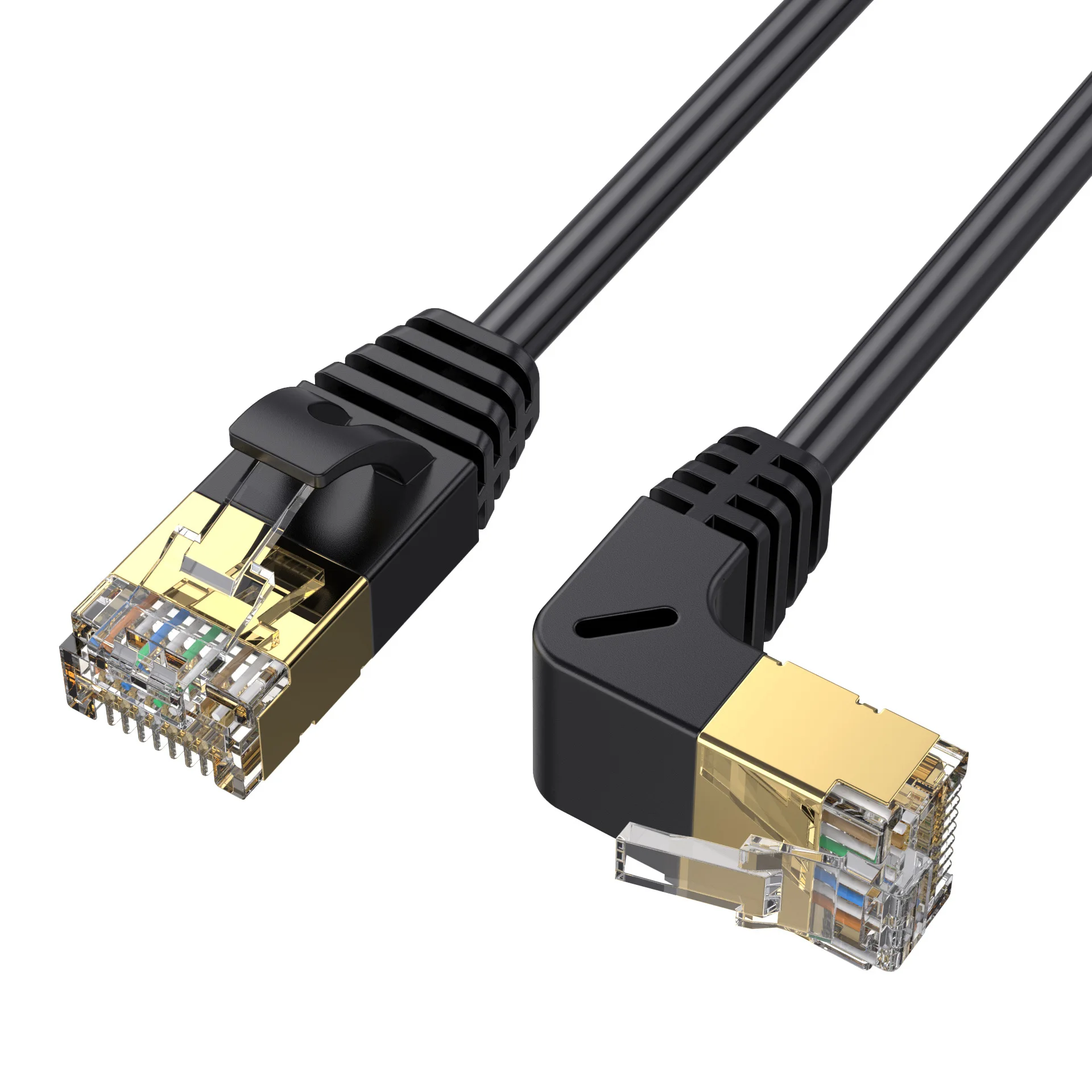 Ultra cienki kabel sieciowy Cat8 kabel Ethernet RJ45 pod kątem prostym UTP kabel połączeniowy 90 stopni Cat6a Lan kable do TV, pudełko routera