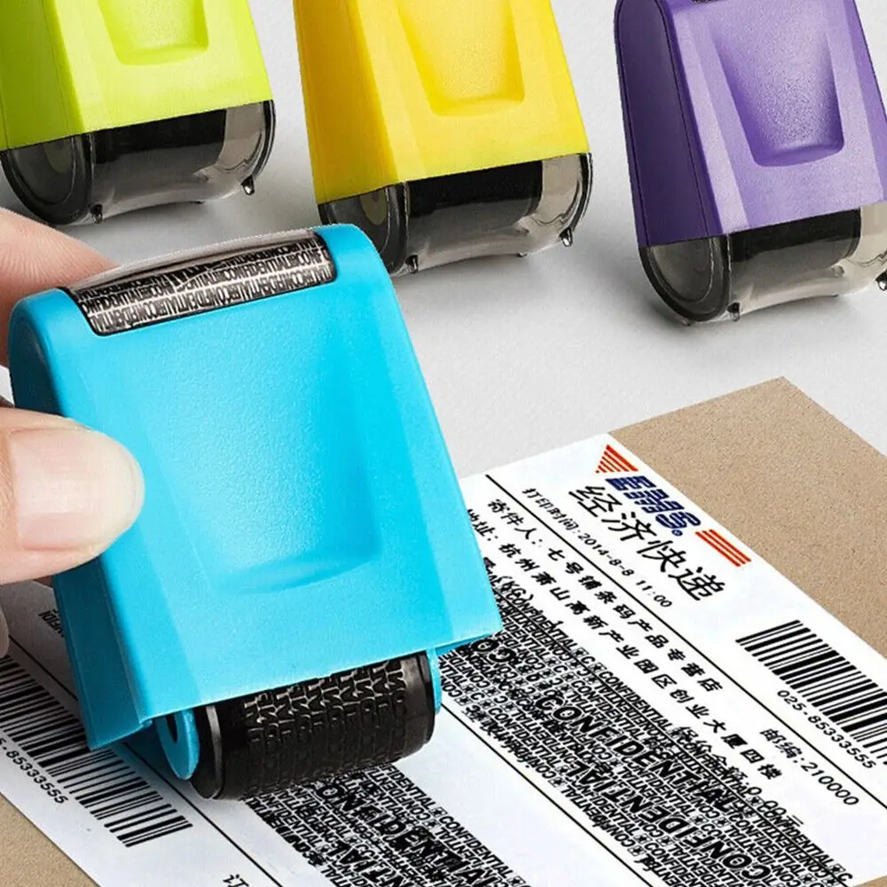 Security Stamp Roller Privacy Seal Roller Cover Eliminator Seal Portable Self-Inking Identity Theft Protection Roller Stamp