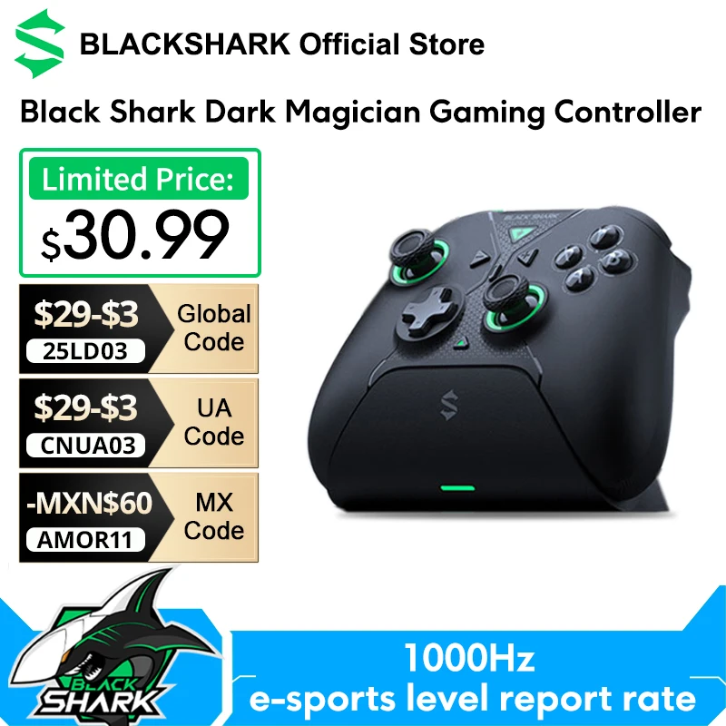 Global Version Black Shark Dark Magician Gaming Controller 12-bit ADC 4096 Joystick Sampling Points 1000Hz Wired Report Rate