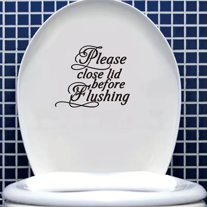 1pc of Sticker Saying 'Please Close Lid Before Flushing', Made of Self-Adhesive Vinyl, Removable Home Beautification Decoration