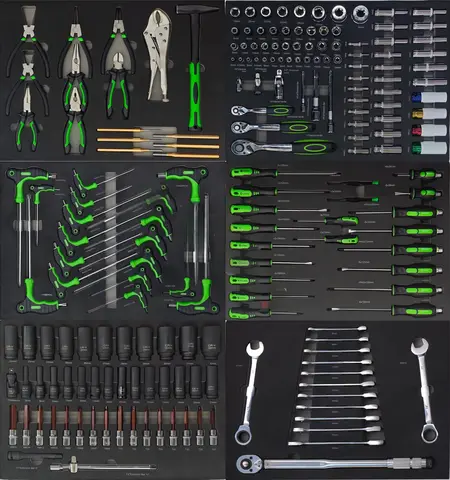 200PCS Green/Black Iron & EVA High Efficiency Hand Mechanic Tool Set With Torque Wrench Socket Screwdriver For Auto Repair OEM