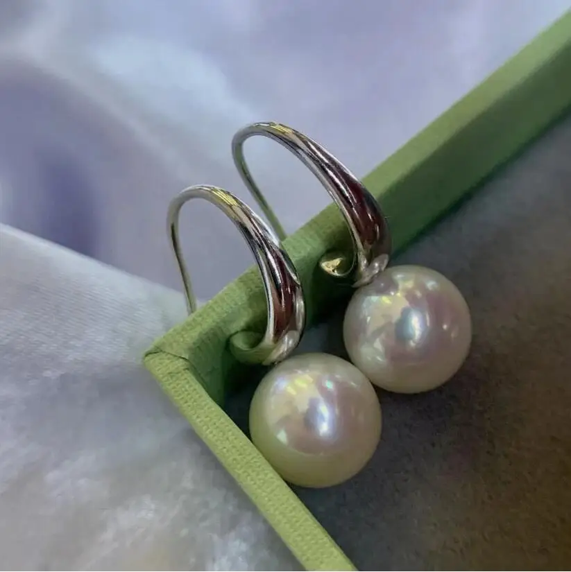 

Элегантная пара круглых висячих сережек с белым жемчугом Южного моря 10-11 мм 9-10 мм 925s