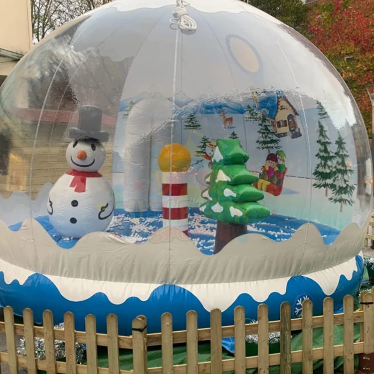 3m 4m Giant Outdoor Inflatable Christmas Snow Globe with Snowman Christmas Tree view 2