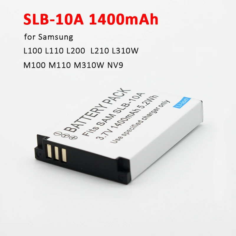 

SLB-10A Battery 1400mAh Rechargeable Batteries For Samsung SL102 SL202 SL420 SL620 SL820 HZ10W HZ15W L100 L110 L200 L210 Camera