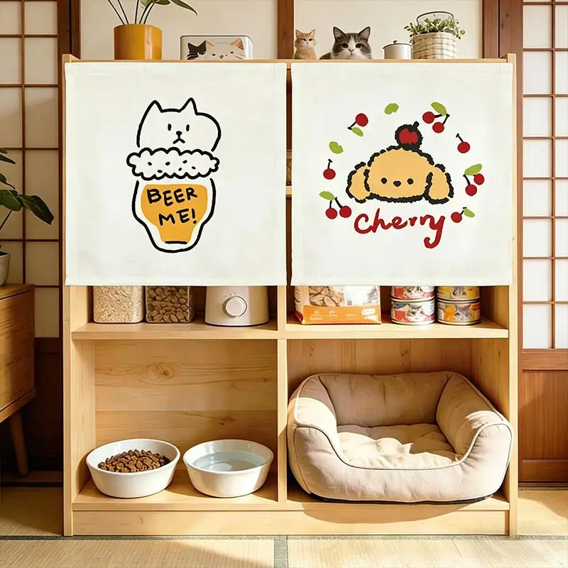 VIKAMA Pet Privacy Door Curtain Cat Cage Cover Dog House Divider Dust Proof Hanging for Cat Cafe