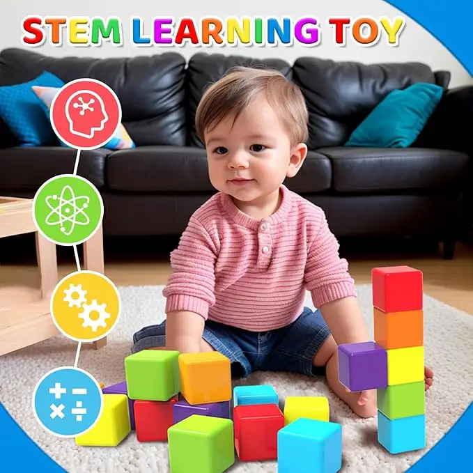 12PCS Magnetic Blocks, Gifts for 3 4 5 6 Year Old, Magnet Building Blocks for Toddlers Girls & Boys, Sensory - Montessori