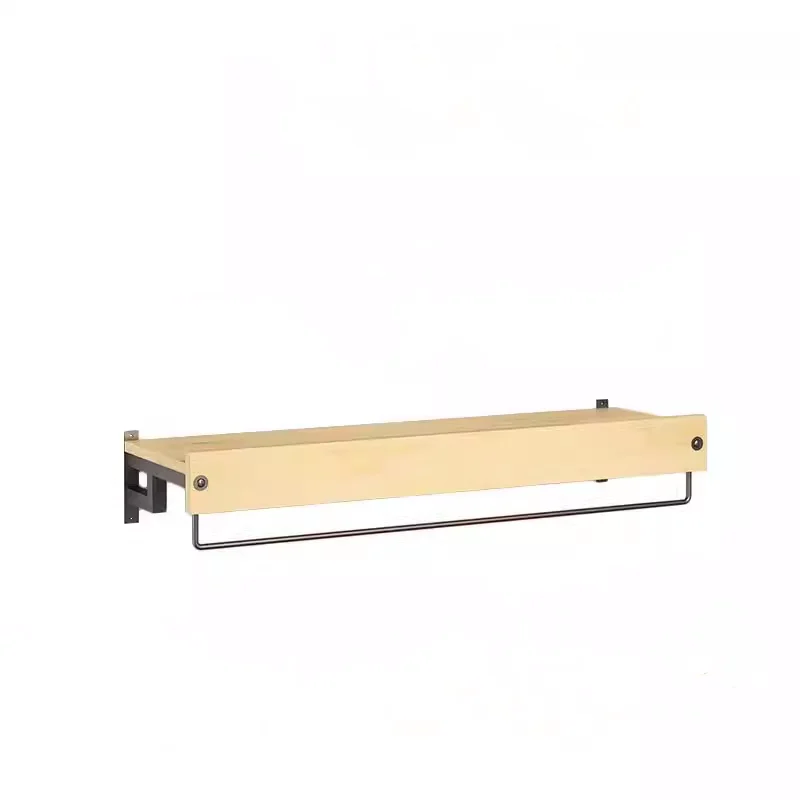 Wood Wall Garment Rack Boutique Retail Store Clothing Display Shelf with Metal Rods Hanging Organizer Commercial Coat Racks