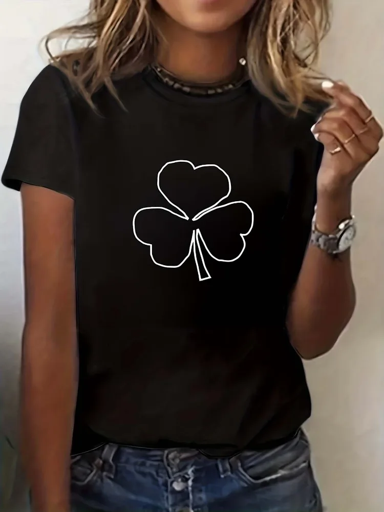 

Женская модная футболка с круглым вырезом и короткими рукавами на день Святого Патрика, модная четырехсезонная уличная футболка с легким роскошным узором и принтом