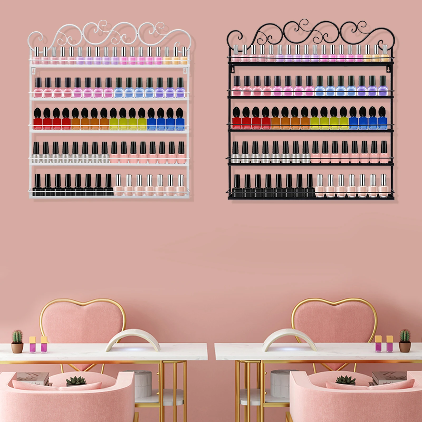 5 Tier Nail Polish Racks for The Wall, Nail Polish Bottles Shelf, Essential Oil Storage Display