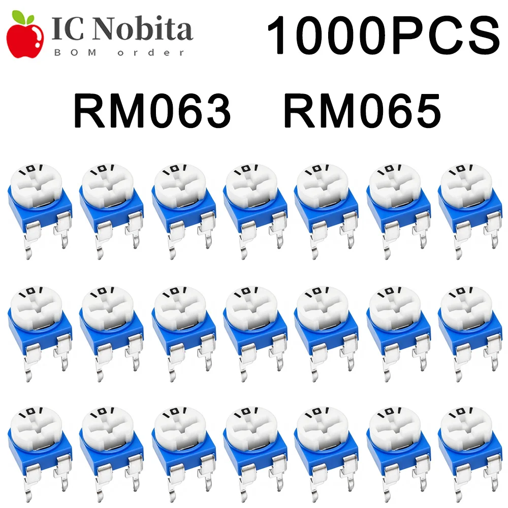 1000PCS RM065 RM063 RM-065 100 200 500 1K 2K 5K 10K 20K 50K 100K 200K 500K 1MOhm Trimpot Trimmer Potentiometer Variable Resistor