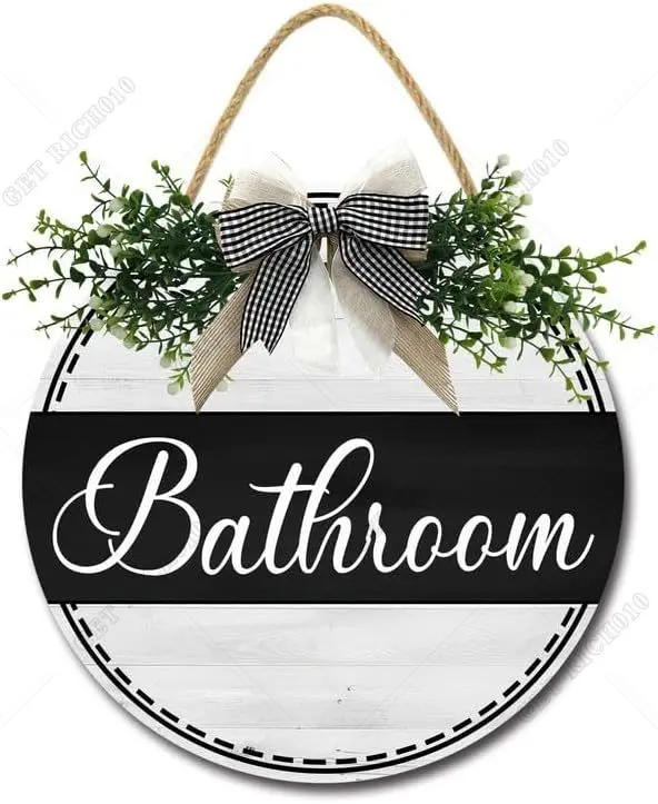 

Bathroom Restroom Wall Home Decor Signs Rustic Wooden Signs Farmhouse Bathroom Door Plaque Decor Bathroom Home 12in