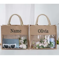 Personalized Tote Gift Bags Bridesmaid Burlap Tote Bags Bridesmaid Bag Gift Custom PVC Jute Tote Bag Wedding Gift Party Gift Bag