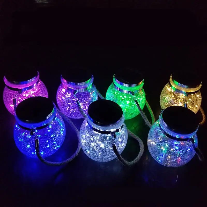 30 LEDs Solar Night Light Crack Ball Glass Jar Wishing Light Outdoor Garden Tree Christmas Decoration Lamp Without Glass Boat