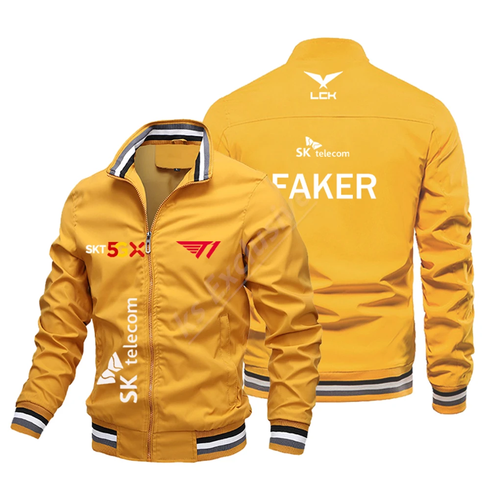 New 2023 LCK SK Telecom T1 Global Finals Jacket S13 Casual Men\'s Windproof Bomber Jacket FAKER Fan Jacket t1 Team Support Top