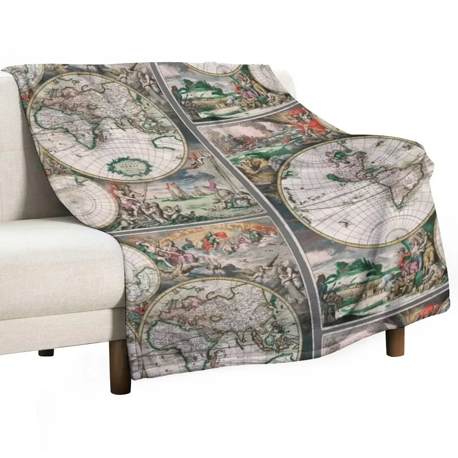 

old medieval map Throw Blanket Flannels sofa bed blankets and throws Blankets