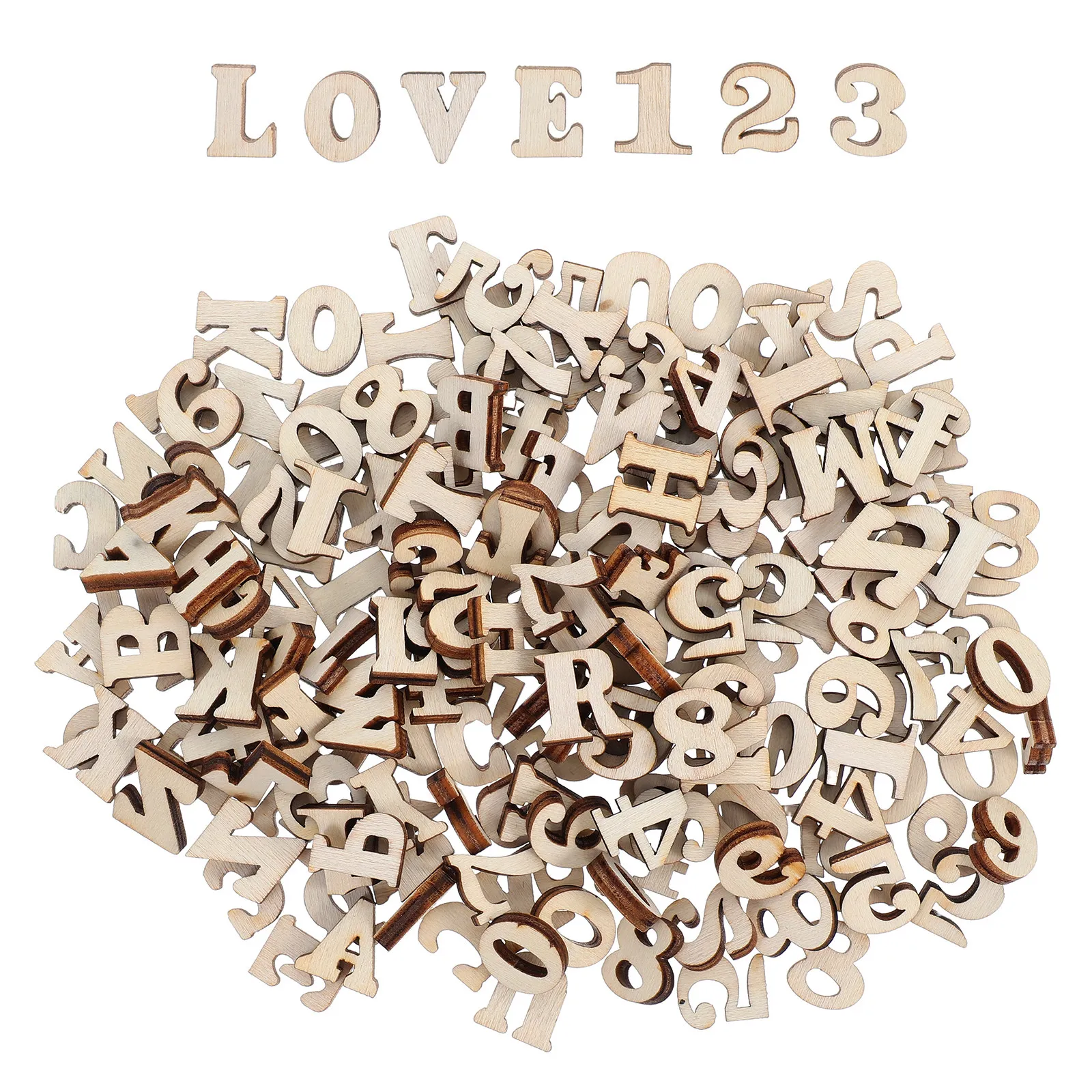 200Pcs Unfinished Wooden Letters Numbers Set Blank Alphabet Numerals for DIY Crafts Wall Decor Home Party Kindergarten Learning