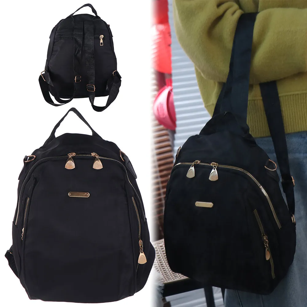 

Crossbody Bag Multi-functional Nylon Backpack Simple Small Black Shoulder Bag Handbag Travel Retro Backpack Students