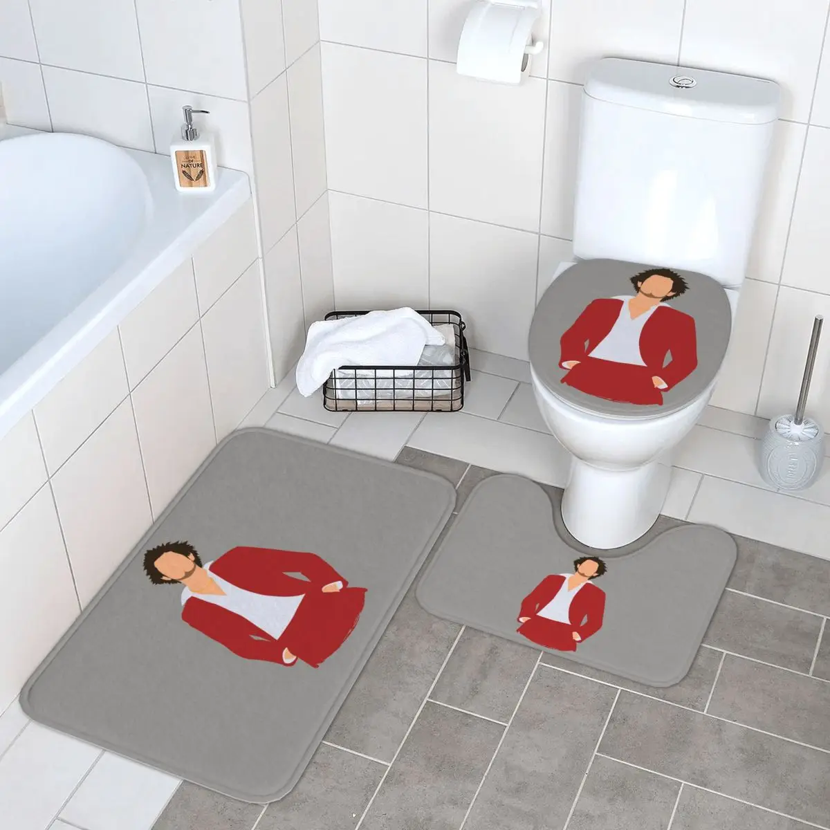 Yakuza como un dragón Ichiban Kasuga Kazuma Kiryu, alfombrilla de baño de 3 piezas, juego de baño, tapa de inodoro, alfombra antideslizante para el hogar