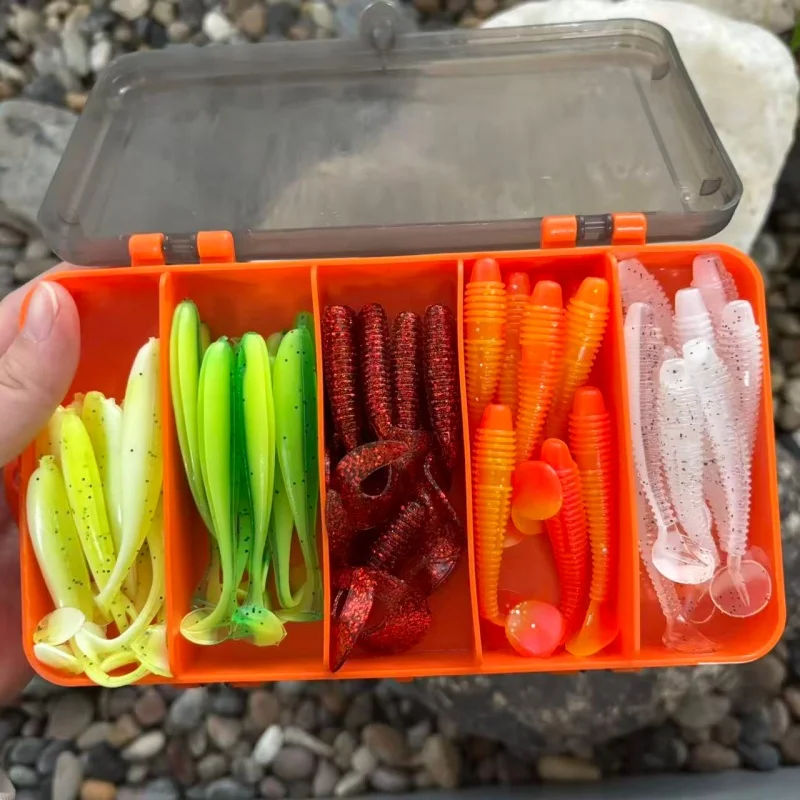 1Set Angelgerät Box Jig Köder 7cm Weicher Köder 3,5g 5g 7g 10g Jigging kopf Haken Angeln Box Pesca Swimbait Sinking Köder Kit – Detail 12