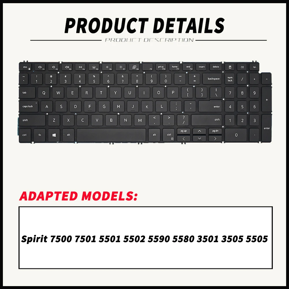 For Dell Spirit 7500 7501 5501 5502 5590 5580 3501 3505 5505 Laptop Keyboard