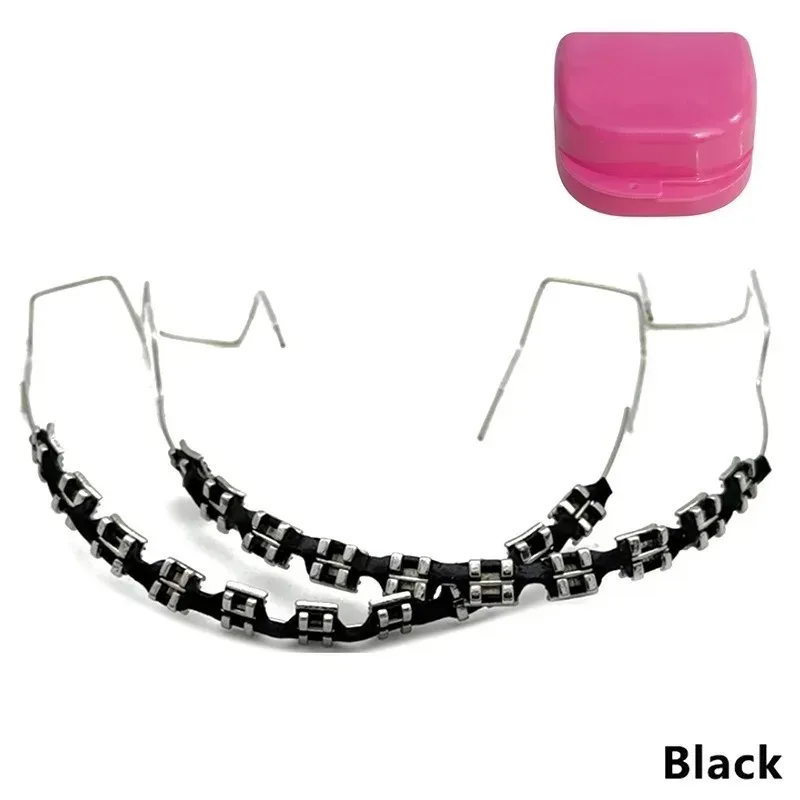 Fashion Braces 1/2Pair Colorful Temporary Tooth Decoration with Metal Wires Metal Bracket Orthodontic Ligature Ties High Quality