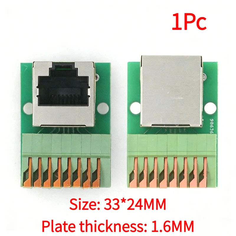1Pc Data Adapter Board Female Socket Guide Rail Installation Terminals Connector RJ45 Network Port Terminal Block Welding Free‘