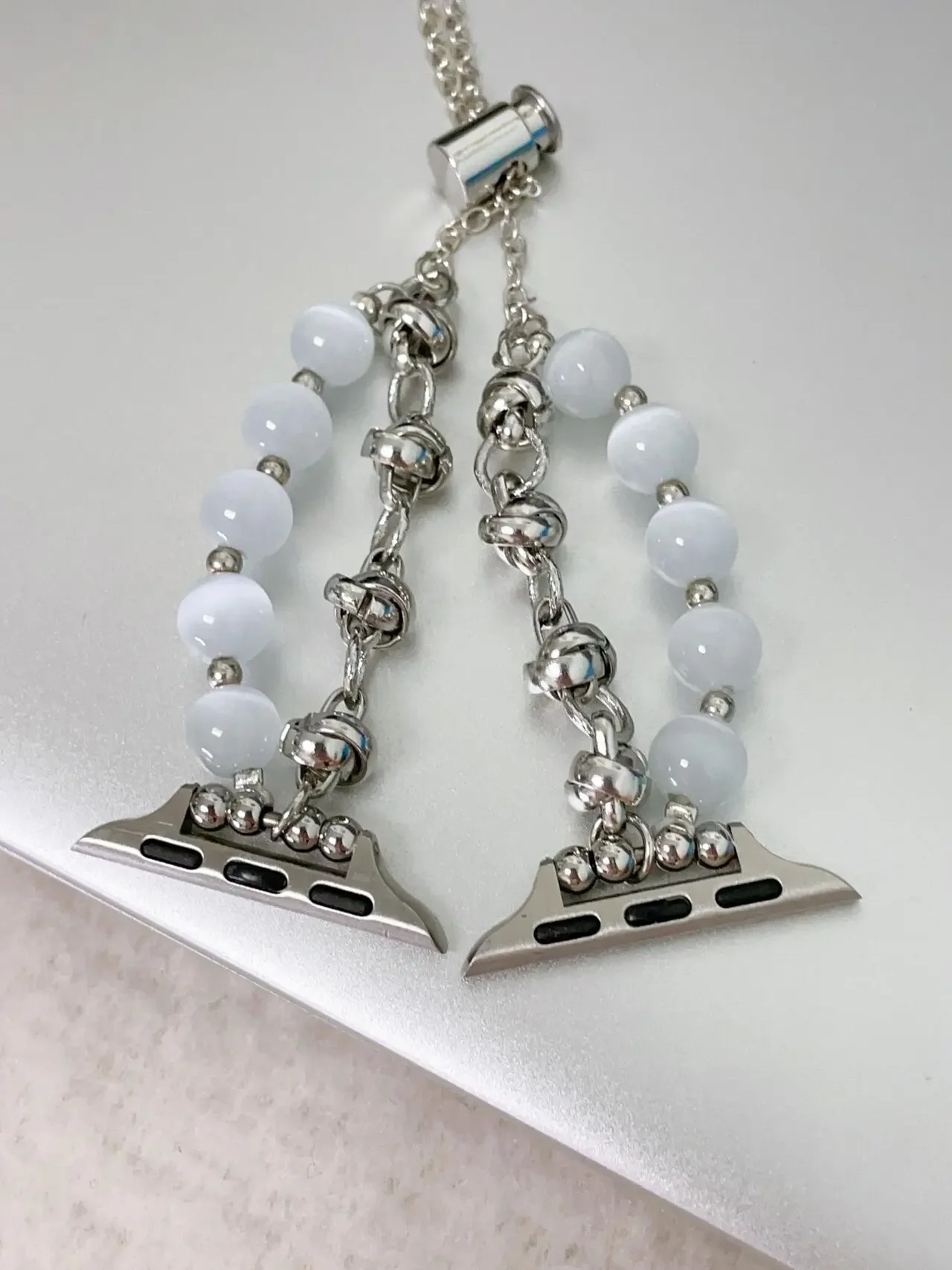 여성을위한 애플 시계 밴드에 대한 패션 비즈 금속 링크 스트랩 38mm 40mm 41mm 42mm 44mm 45mm 46mm 49mm