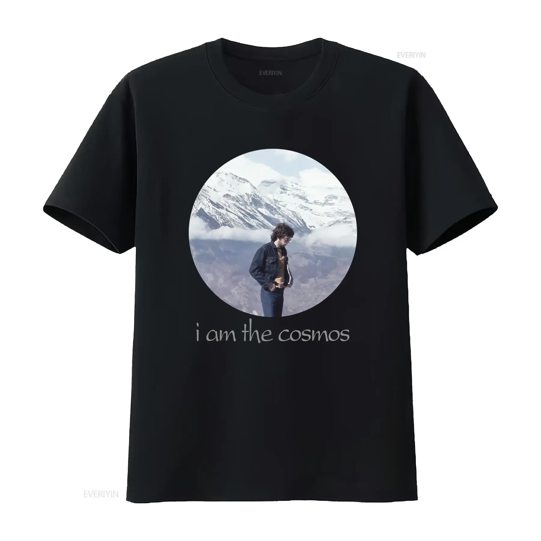 Chris Bell I Am The Cosmos Mountain Print T Shirt for Men Available in Various Colors vintage Washed Unisex fashion streetwear