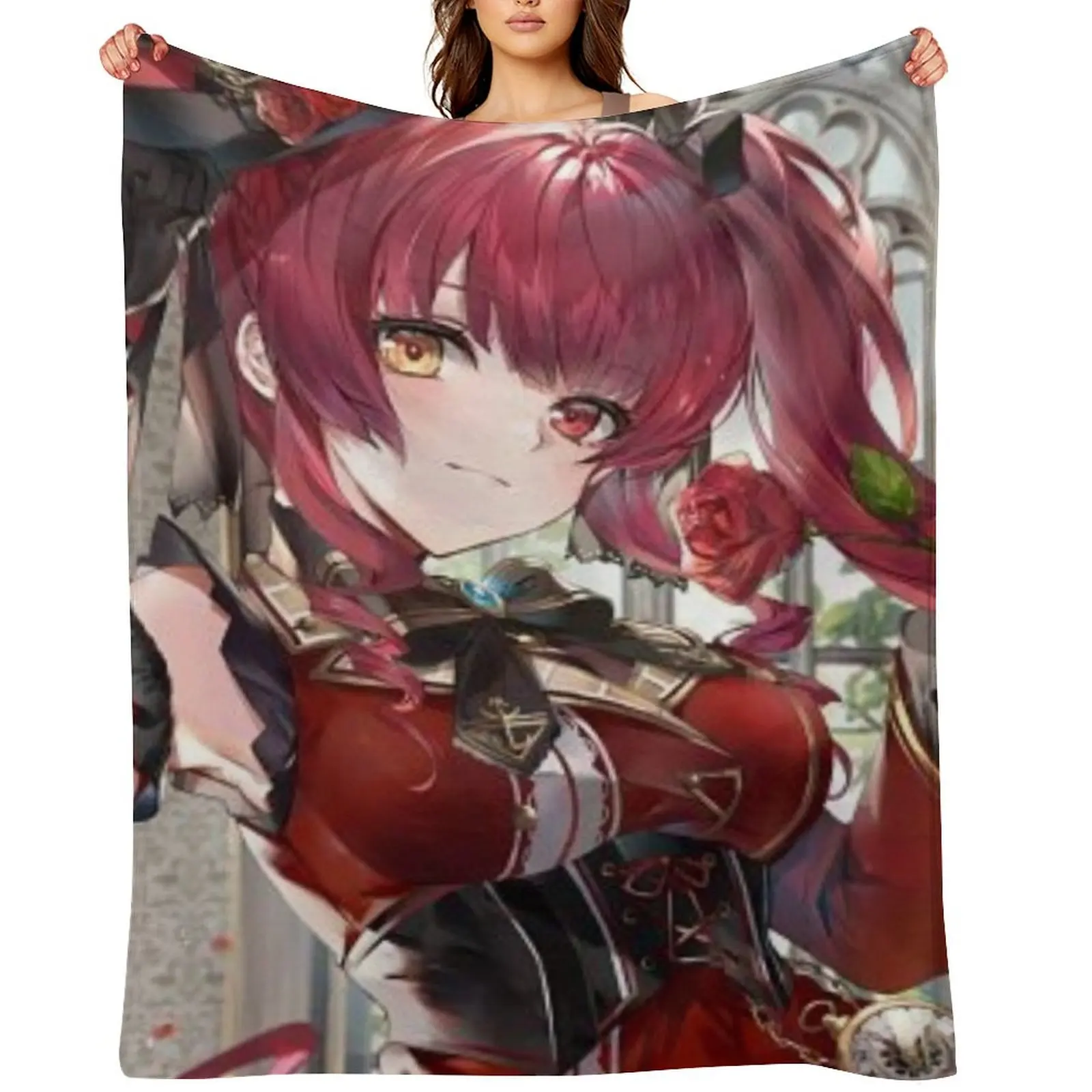 

Houshou Marine Being Cute Throw Blanket Designers Tourist manga Blankets