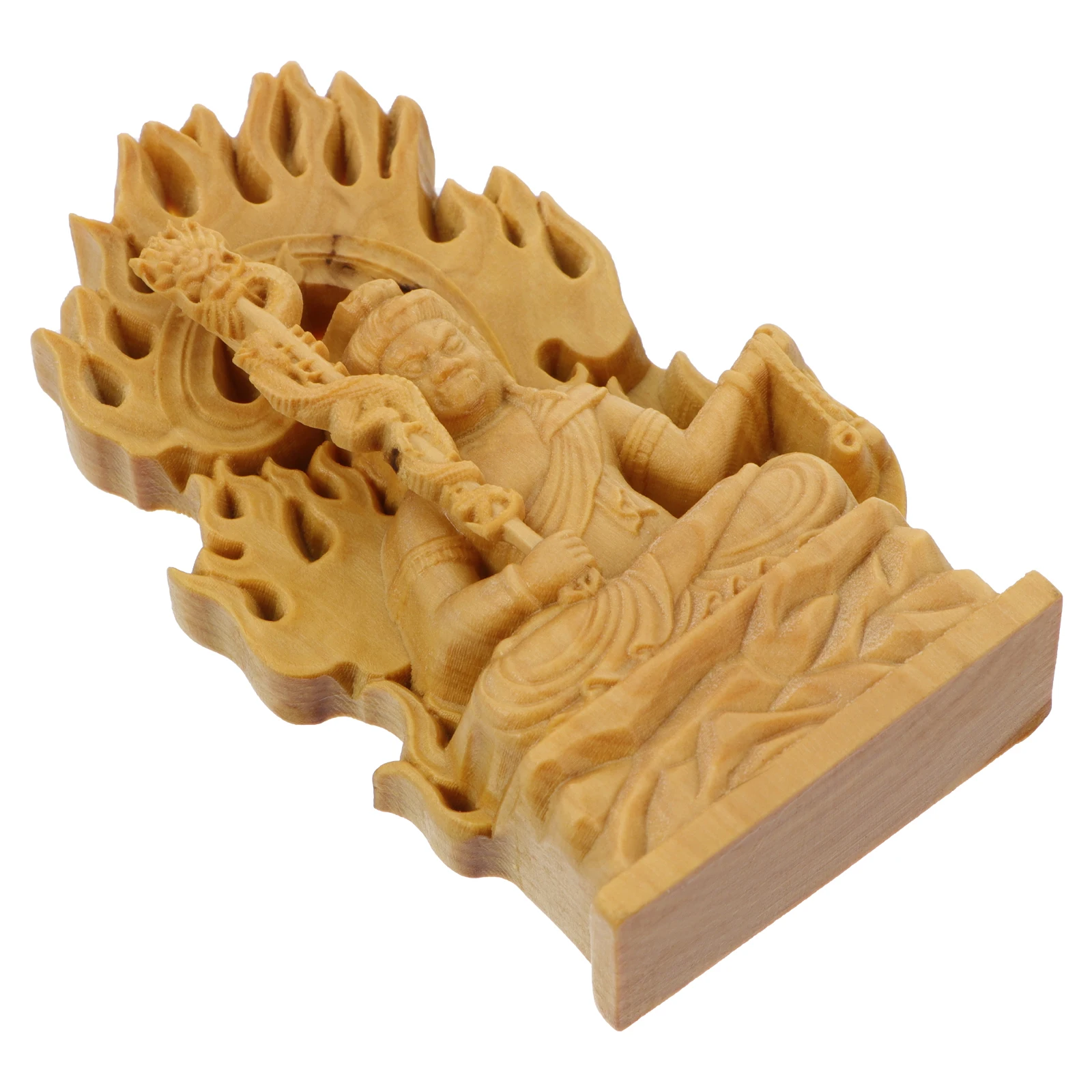 

Buddha Statue Home Decor Wood Acalanatha Fudo Feng Shui Crafts Retro Stress Relief Meditation Harmony Scenery Indoor