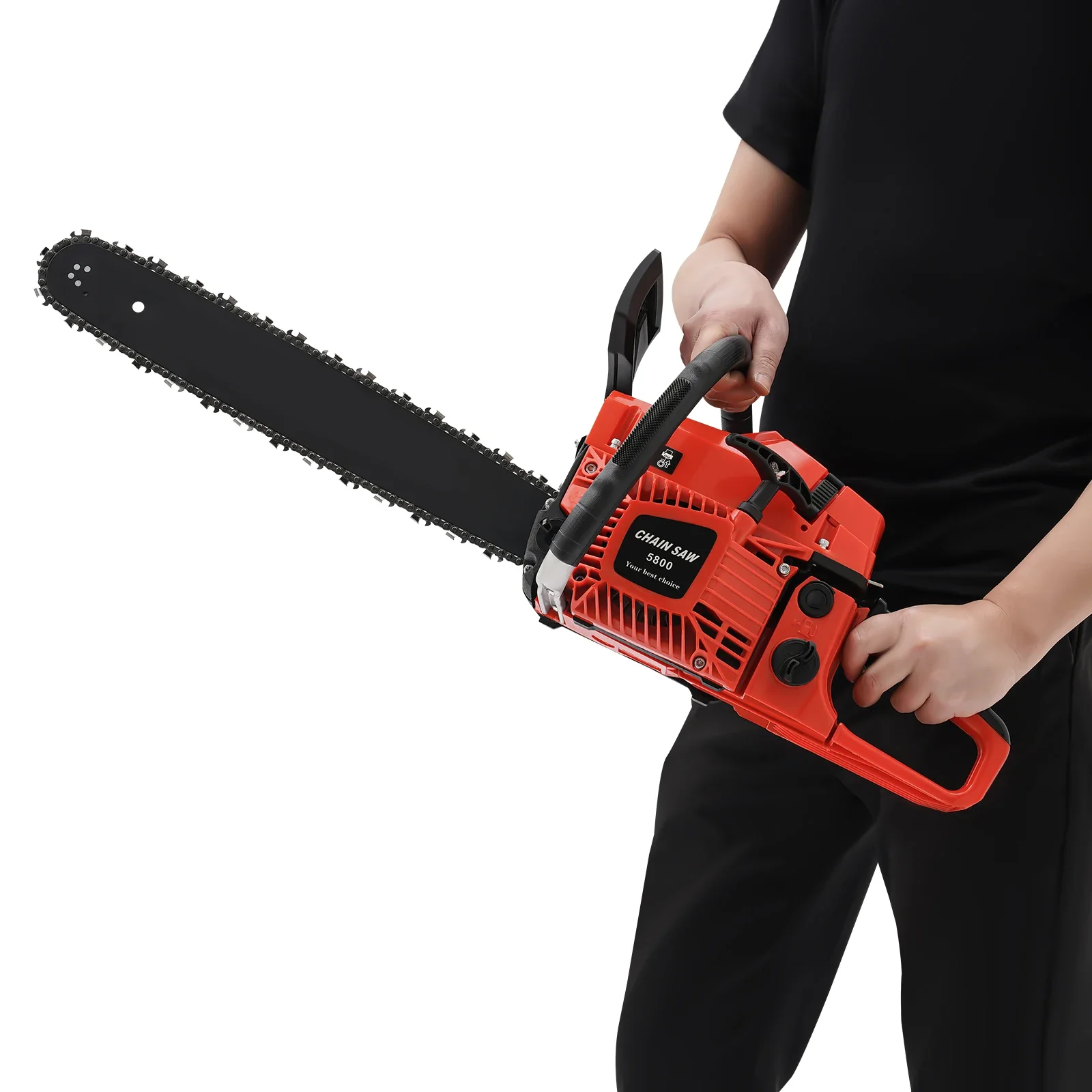58CCガソリンチェーンソー、2ストローク単気筒ガソリン駆動コードレスチェーンソー、ツリーウッドカッティング用トップハンドルチェーンソー