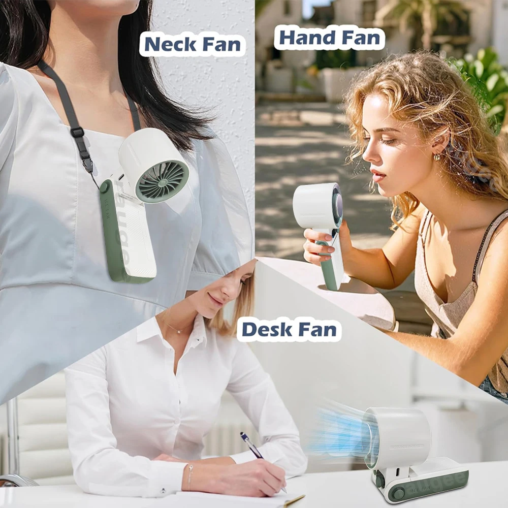 6000Mah مروحة صغيرة المحمولة مروحة تربو USB معلقة مروحة تبريد الهواء للسفر طوي مروحة مكتب شخصية قابلة للشحن مروحة تبريد