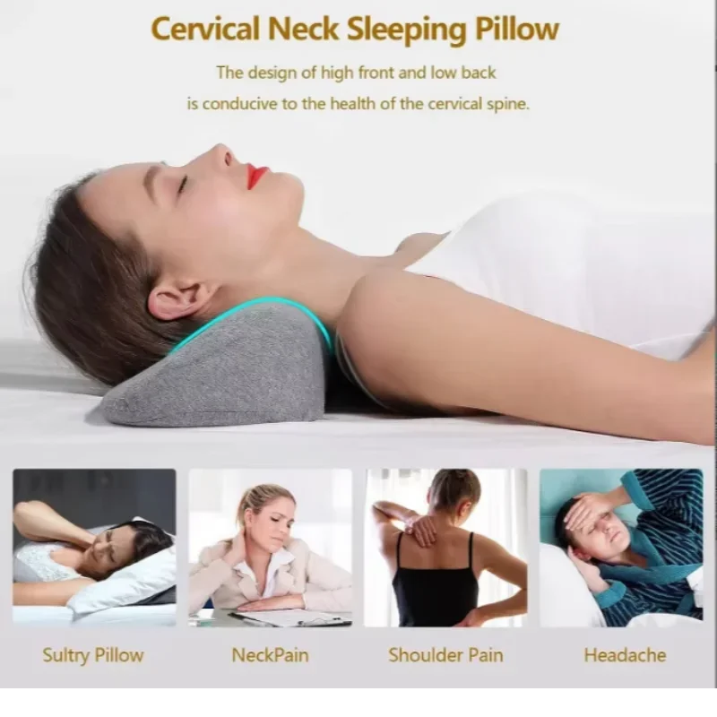 Memory Foam Cervical Pillow Ergonomic Neck Support Gray Orthopedic Bed Pillow for Spine Correction Pain Relief Rest Sleep