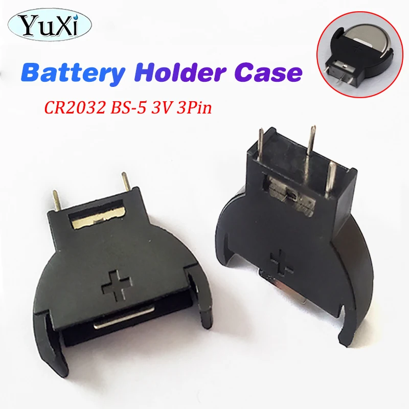 

2/10Pcs CR2032 3V Cell Coin Battery Socket Holder Case Half-Round Module Battery Box Vertical Inline 3Pin Black Plasti Case