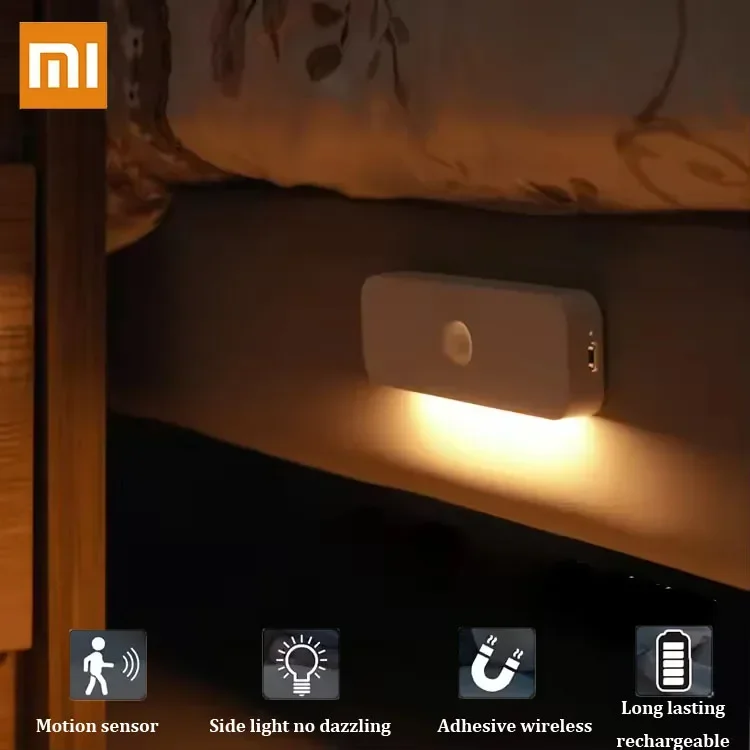 Xiaomi Wireless LED Night Light With Motion Sensor USB Rechargeable Light Bulb Long Life Battery Lamp For Room Kitchen Cabinet