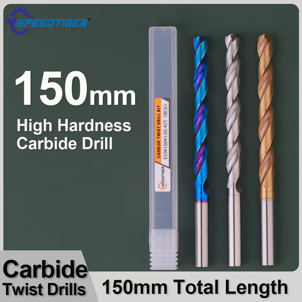 

SPEEDTIGER CNC Carbide Twist Drill 150mm Long Length 2.6-10mm Diameter Tungsten Steel For Stainless Steel Metal Aluminum Copper