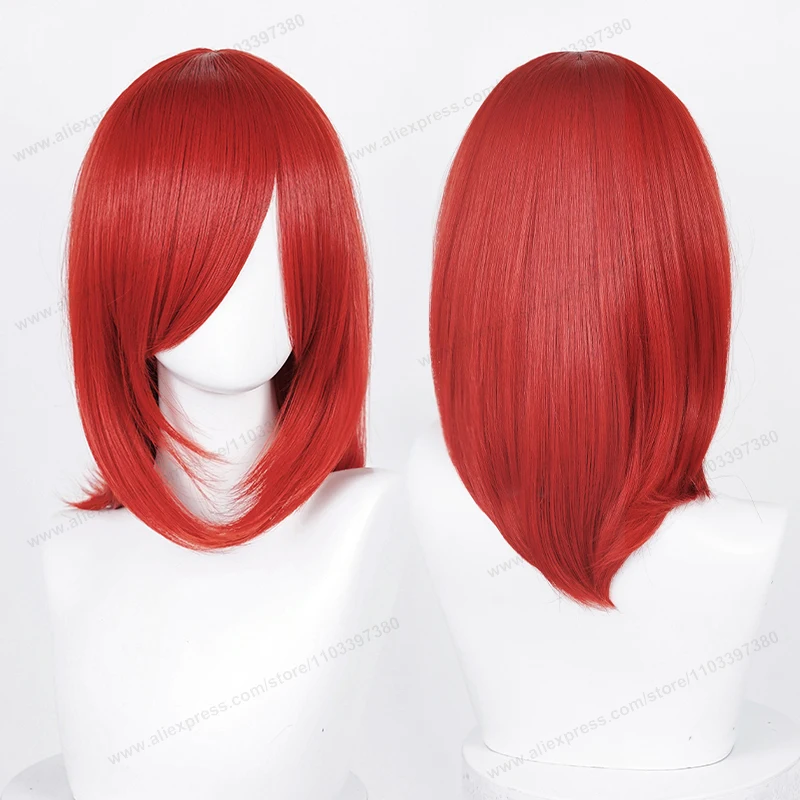 Perruque Cosplay Synthétique de Base Moyenne avec Frange Blonde pour Femme, Anime, Noir, Blanc, Rouge, Rose, Vert, Marron, Or, Bleu, Cheveux à Degré