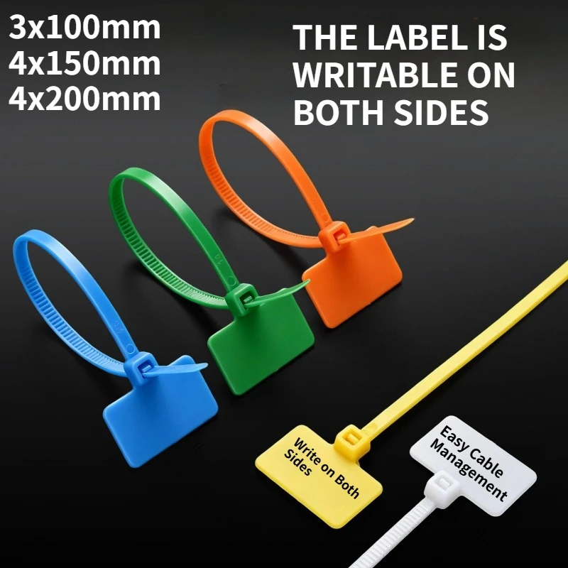 Multi-Color Nylon Marker Cable Tie, Self-Locking Label Zip Tie, Plastic Tag Wire Strap for Cable Identification Marking