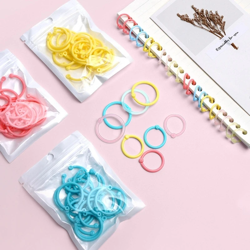 10/15/30 Pcs Loose Leaf Rings Multi-Color Binder Rings Flexible Plastic Book Rings For Scrapbook Notebook Keychain