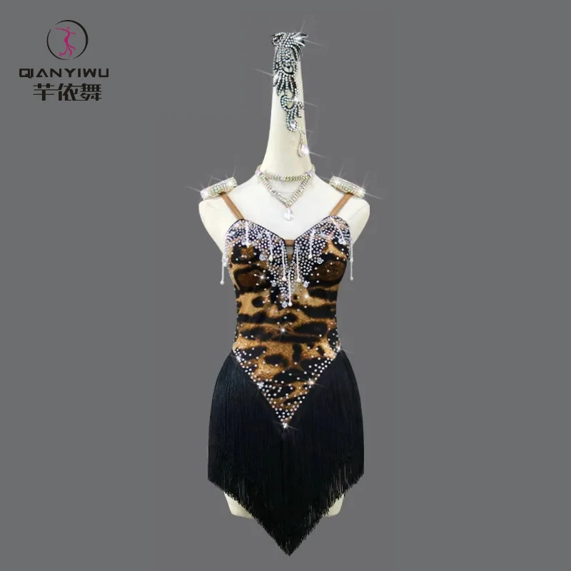 

New Latin Dance Dress Standard Ballroom Practice Wear Competition Skirt Line Suit Prom Costume Ladies Fringed Clothes Girl Samba