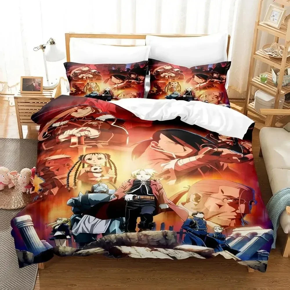 Anime Fullmetal Alchemist Bed Linen Bedding Set with Duvet Cover Pillowcase Single Couple Bedsheet King Queen Double Twin Size