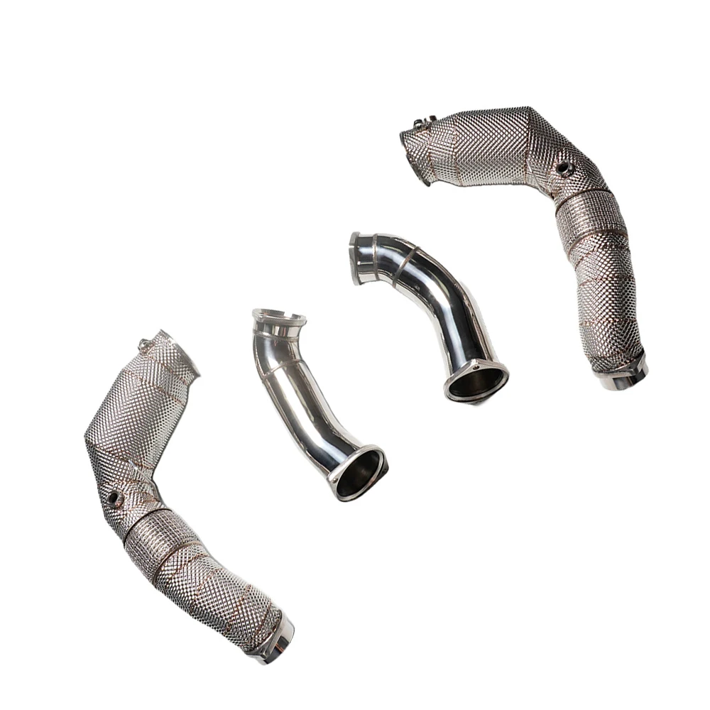 

For M5 M8 Three-Way Catalytic Converter Downpipe F90 F92 F93 304 Stainless Steel Heat Shield Exhaust New