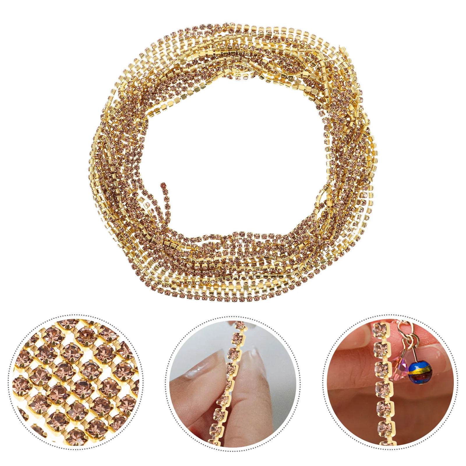 

10m Colorful Crystal Rhinestone Close Chain Trim 3mm Claw Cup Ribbon Rhinestone Chain Sewing DIY Crafts Rhinestones for Crafts