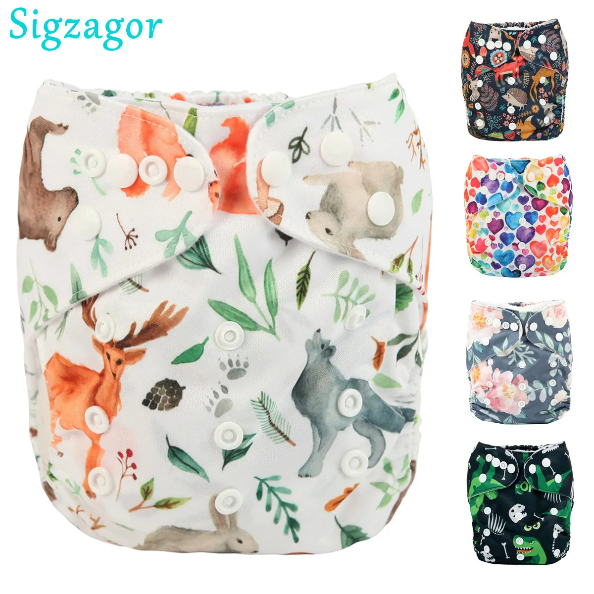 [Sigzagor] Baby Pocket Cloth Diaper Nappy Reusable Washable Adjustable 3kg-15kg