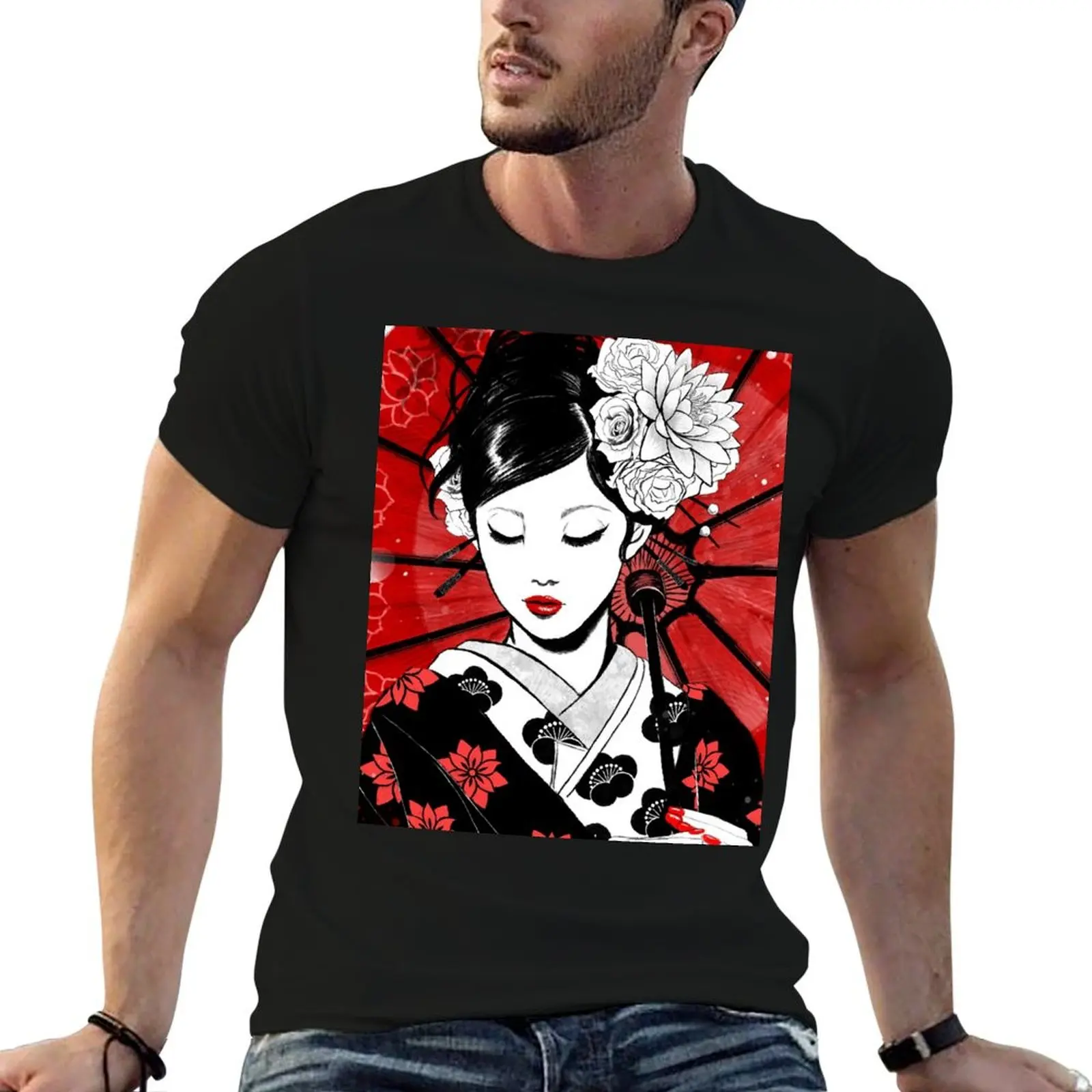Geisha Japan Collection T-Shirt Minimal Art Print T-Shirt