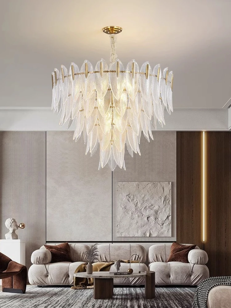 

Modern Minimalist Cream Style Feather Living Room Pendant Light Luxurious And Atmospheric Creative Restaurant Lighting Fixtures